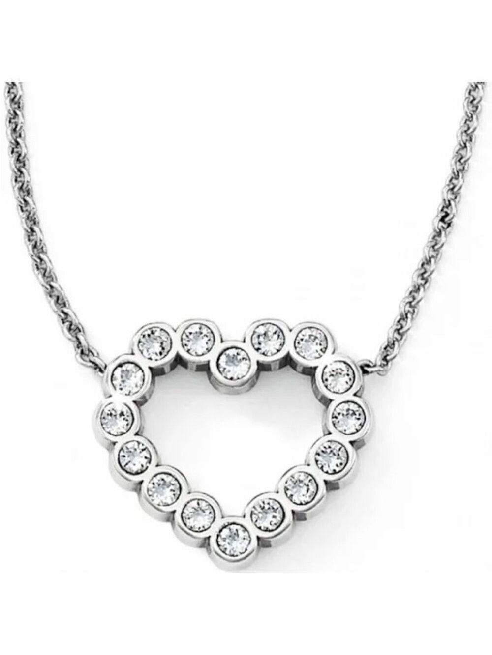 Brighton Vintage Women’s U R Loved Crystal heart pendant silver necklace